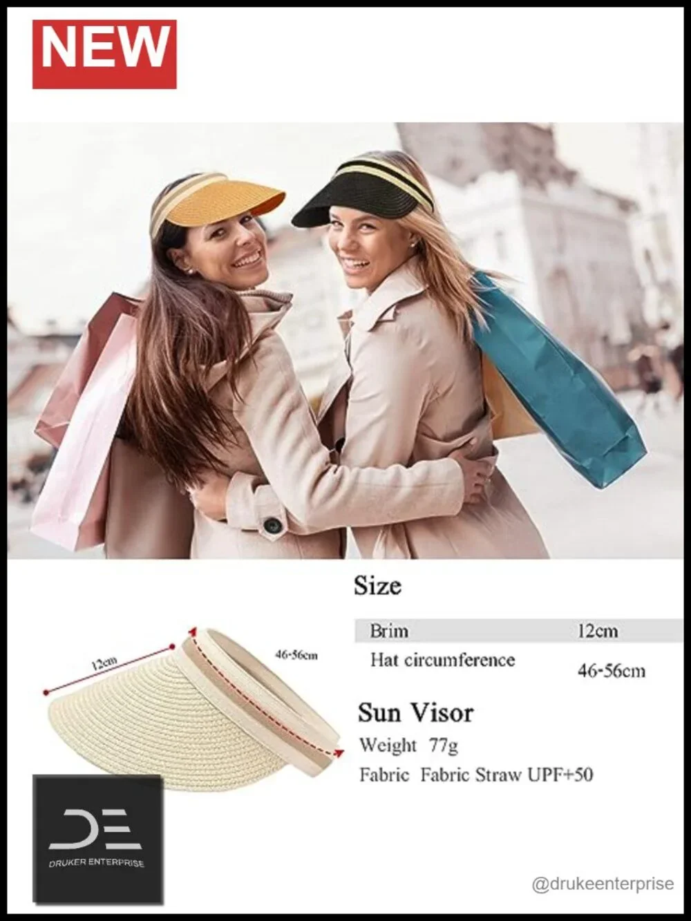 Straw Sun Visor Hat for Women UPF 50+ Wide Brim Ponytail Beach Golf Cap